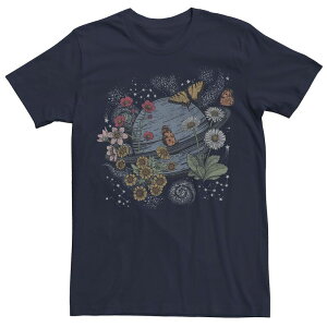 �A���u�����f�b�h ���f�B�[�X �g�b�v�X T�V���c �O���t�B�b�N Unbranded Juniors' Wildflower Butterflies Cosmic Planet Boyfriend Graphic Tee Navy �l�C�r�[