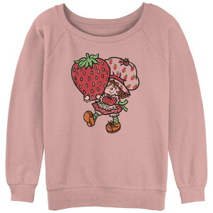 �A�j���L�����N�^�[ ���f�B�[�X �g�b�v�X T�V���c �p�C�� �O���t�B�b�N Licensed Character Juniors' Strawberry Shortcake Retro Coloring Book Slouchy Terry Graphic Pullover Desert Pink �s���N