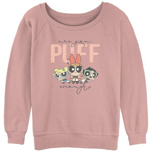 �A�j���L�����N�^�[ ���f�B�[�X �g�b�v�X T�V���c �p�C�� Licensed Character Juniors' Powerpuff Girls Are You Puff Enough Slouchy Terry Pullover Desert Pink �s���N