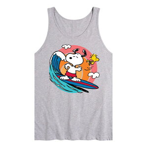 �A�j���L�����N�^�[ �����Y �g�b�v�X T�V���c �O���t�B�b�N Licensed Character Men's Peanutsnoopy Woodstock Surfingraphic Tank Top Gray �O���[
