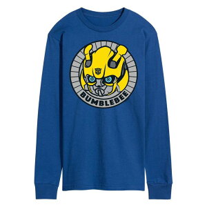 �A�j���L�����N�^�[ �����Y �g�b�v�X T�V���c �O���t�B�b�N Licensed Character Men's Transformers Bumblebee Badge Long Sleeve Graphic Tee Blue �u���[