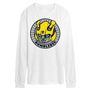 �A�j���L�����N�^�[ �����Y �g�b�v�X T�V���c �O���t�B�b�N Licensed Character Men's Transformers Bumblebee Badge Long Sleeve Graphic Tee White �z���C�g