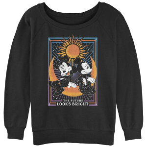 �f�B�Y�j�[ ���f�B�[�X �g�b�v�X T�V���c �p�C�� Disney's Juniors' Mickey Mouse Future Looks Bright Slouchy Terry Black �u���b�N