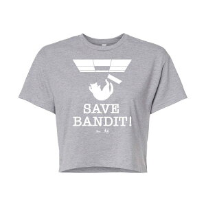 �A�j���L�����N�^�[ ���f�B�[�X �g�b�v�X T�V���c �N���b�v�h Licensed Character Juniors' The Office Save Bandit Cropped Tee Gray �O���[