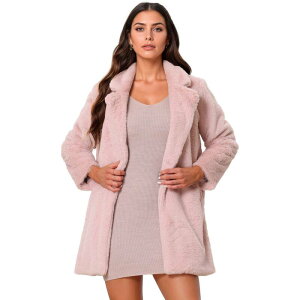 �A���O�� �P�[ ���f�B�[�X �A�E�^�[ �W���P�b�g�E�u���]�� �R�[�g ALLEGRA K Lapel Faux Fur Coat for Women's Fuzzy Winter Warm Jacket Overcoat with Pockets Dusty Pink �s���N