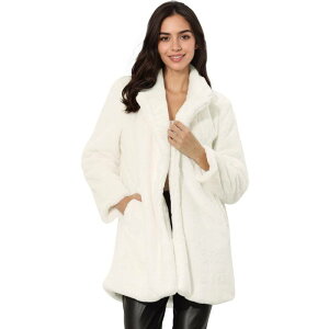 �A���O�� �P�[ ���f�B�[�X �A�E�^�[ �W���P�b�g�E�u���]�� �R�[�g ALLEGRA K Lapel Faux Fur Coat for Women's Fuzzy Winter Warm Jacket Overcoat with Pockets White �z���C�g