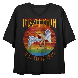 �A�j���L�����N�^�[ ���f�B�[�X �g�b�v�X T�V���c �N���b�v�h �O���t�B�b�N Licensed Character Juniors' Led Zeppelin United States Tour 1975 Cropped Graphic Tee Black �u���b�N
