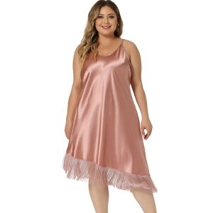 cheibear ���f�B�[�X �A���_�[�E�F�A �i�C�g�E�F�A �T�e�� cheibear Womensatinightgown Lounge Sleepwear Cami Dress With Tassel Pajama Dress Lotus Pink �s���N
