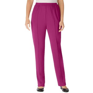 �E�[�}�� �E�B�Y�C�� ���f�B�[�X �{�g���X �J�W���A���p���c �v���X�T�C�Y �j�b�g Woman Within Plusize Knit Hassle-Free Pull-On Elastic-Waist Pants Raspberry