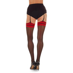 �����C ���f�B�[�X �A���_�[�E�F�A �C�� �V�A�[ MeMoi Women's Between The Lines 20 Denier Sheer Backseam Stocking Black Red �u���b�N