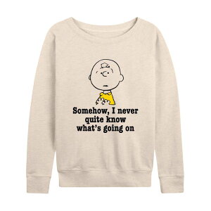 �A�j���L�����N�^�[ ���f�B�[�X �g�b�v�X T�V���c �p�C�� Licensed Character Women's Peanuts Charlie Brown What's Going On French Terry Long Sleeve Tee Birch �u���E��