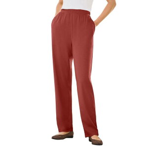 �E�[�}�� �E�B�Y�C�� ���f�B�[�X �{�g���X �J�W���A���p���c �v���X�T�C�Y �v�` �j�b�g Woman Within Plusize Petite 7-Day Knit Straight-Leg Pull-On Pants Red Ochre ���b�h