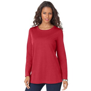 ���A�}���Y ���f�B�[�X �g�b�v�X T�V���c �N���[�l�b�N �v���X�T�C�Y �R�b�g�� Roaman's Women's Plusize Cotton Ultimate Long Sleeve Crewneck Tee Classic Red ���b�h