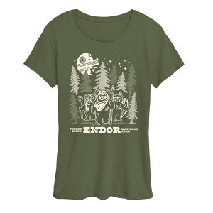 �X�^�[ �E�H�[�Y ���f�B�[�X �g�b�v�X T�V���c �O���t�B�b�N Women'star Wars Forest Moon Endor Graphic Tee Burnt Olive �I���[�u