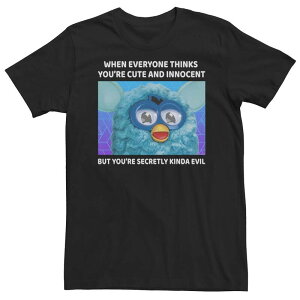 �A�j���L�����N�^�[ �����Y �g�b�v�X T�V���c �g�[�� Licensed Character Big & Tall Furby Secretly Kinda Evil Meme Tee Black �u���b�N