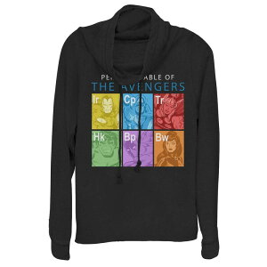 �A�j���L�����N�^�[ ���f�B�[�X �g�b�v�X T�V���c �O���t�B�b�N Licensed Character Juniors' Marvel The Avengers Periodic Table Box Up Cowlneck Graphic Lightweight Long Sleeve Black �u���b�N
