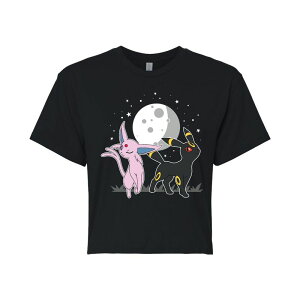 �A�j���L�����N�^�[ ���f�B�[�X �g�b�v�X T�V���c �N���b�v�h �O���t�B�b�N Licensed Character Juniors' Pokmon Espeon Umbreon Cropped Graphic Tee Black �u���b�N