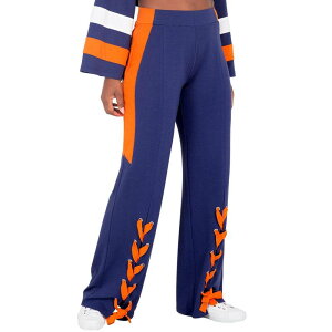 �|�G�e�B�b�N �W���X�e�B�X ���f�B�[�X �{�g���X �J�W���A���p���c ���[�X Poetic Justice Vilma Curvy Fit Mid-Rise Flared Pants with Lace Up Hem Navy Orange �l�C�r�[