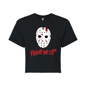 �A�j���L�����N�^�[ ���f�B�[�X �g�b�v�X T�V���c �N���b�v�h Licensed Character Juniors' Friday The 13th Mask Cropped Tee Black �u���b�N