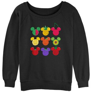 �f�B�Y�j�[ ���f�B�[�X �g�b�v�X T�V���c �p�C�� �O���t�B�b�N Disney Juniors' Mickey Mouse Fruit Heads Graphic Slouchy Terry Black �u���b�N