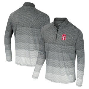 �R���V�A�� �����Y �g�b�v�X T�V���c ���b�V�� Men's Colosseum Gray Stanford Cardinal AI Striped Mesh Quarter-Zip Raglan Windshirt Stf Grey �O���[