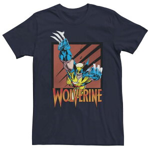 �}�[�x�� �����Y �g�b�v�X T�V���c �O���t�B�b�N Men's Marvel X-Men Wolverine Leaping Portrait Graphic Tee Navy �l�C�r�[