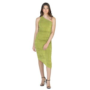 24 �Z�u���R���t�H�[�g ���f�B�[�X �g�b�v�X �����s�[�X �M���U�[ Women's 24Seven Comfort Apparel One Shoulderuched Bodycon Dress Avocado