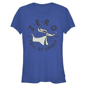 �f�B�Y�j�[ ���f�B�[�X �g�b�v�X T�V���c �O���t�B�b�N Disney's The Nightmare Before Christmas Zero Full Of Spirit Play Dead Juniors' Fitted Graphic Tee Royal