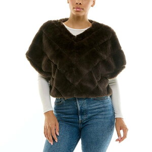 �j�i���I�i���h ���f�B�[�X �A�E�^�[ �j�b�g�E�Z�[�^�[ �L���b�v Women's Nina Leonard Faux Fur Wide Stripe Caplet Richocolate Brown �u���E��