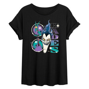 �f�B�Y�j�[ ���f�B�[�X �g�b�v�X T�V���c �u�[�c Juniors' Disney's Hades Bootleg Oversized Tee Black �u���b�N