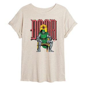 �}�[�x�� ���f�B�[�X �g�b�v�X T�V���c Juniors' Marvel Doctor Doom Throne Distressed Oversized Tee Beige �x�[�W��