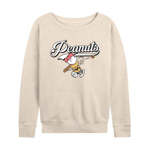 �A�j���L�����N�^�[ ���f�B�[�X �g�b�v�X T�V���c �p�C�� LICENSED CHARACTER Women's Peanuts Easter Egg French Terry Long Sleeve Tee Beige �x�[�W��