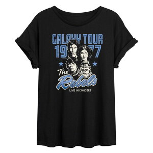 �X�^�[ �E�H�[�Y ���f�B�[�X �g�b�v�X T�V���c Juniors' Star Wars The Rebels Galaxy Tour 1977 Oversized Tee Black �u���b�N
