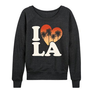�A�j���L�����N�^�[ ���f�B�[�X �g�b�v�X T�V���c �p�C�� LICENSED CHARACTER Women's I Love LA French Terry Long Sleeve Tee Heather Charcoal �`���R�[��
