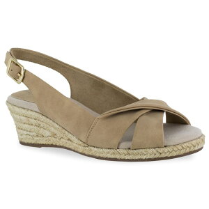 yz C[W[Xg[g fB[X T_ V[Y Easy Street Maureen Women's Espadrille Wedge Sandals Beige