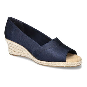 �C�[�W�[�X�g���[�g ���f�B�[�X �V���[�Y �T���_�� Easy Street Jasper Women's Wedge Sandals Navy Thai Silk �l�C�r�[