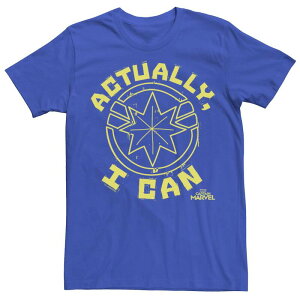 �}�[�x�� �����Y �g�b�v�X T�V���c �L���b�v ���S �O���t�B�b�N Men's Marvel Captain Marvel Actually I Can Yellow Logo Graphic Tee Royal �C�G���[