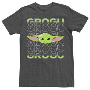�X�^�[ �E�H�[�Y �����Y �g�b�v�X T�V���c Men'star Wars: The Mandalorian Grogu Text Stack Tee Charcoal Heather �`���R�[��