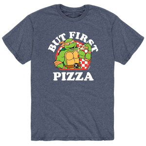 �A�j���L�����N�^�[ �����Y �g�b�v�X T�V���c Licensed Character Men's Teenage Mutant Ninja Turtles But First Pizza Tee Blue 2 �u���[