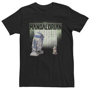 �A�j���L�����N�^�[ �����Y �g�b�v�X T�V���c �g�[�� Licensed Character Big & Tall Star Wars: The Mandalorian R2-D2 & Grogu Face To Face Tee Black �u���b�N