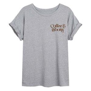 �A�j���L�����N�^�[ ���f�B�[�X �g�b�v�X T�V���c �O���t�B�b�N Licensed Character Juniors' Coffee And Books Oversized Graphic Tee Gray �O���[