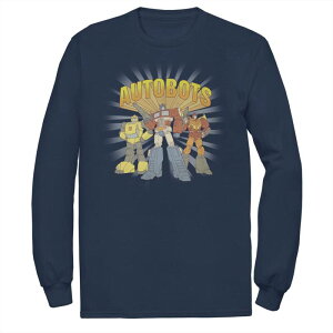 �A�j���L�����N�^�[ �����Y �g�b�v�X T�V���c �g�[�� Licensed Character Big & Tall Transformers Autobots Trio Long Sleeve Navy �l�C�r�[