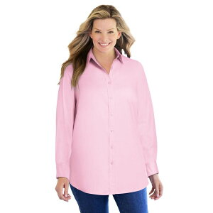 �E�[�}�� �E�B�Y�C�� ���f�B�[�X �g�b�v�X �V���c �v���X�T�C�Y �v�` Woman Within Plusize Petite Perfect Long Sleeve Shirt Pink �s���N
