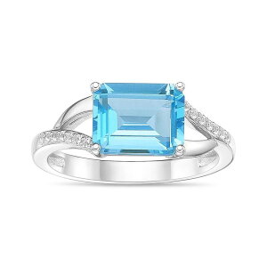 Gemminded ���f�B�[�X �A�N�Z�T���[ �����O Gemminded Rhodium Over Sterling Silver Blue Topaz Ring with Diamond Accentsterling �u���[