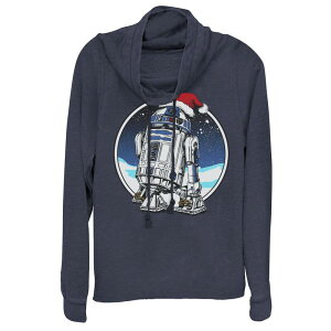 �X�^�[ �E�H�[�Y ���f�B�[�X �g�b�v�X T�V���c �O���t�B�b�N Juniors' Star Wars Holiday R2-D2 Cowlneck Graphic Lightweight Long Sleeve Navy �l�C�r�[