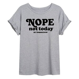 �A�j���L�����N�^�[ ���f�B�[�X �g�b�v�X T�V���c �O���t�B�b�N Licensed Character Juniors' Nope Notoday Oversized Graphic Tee Gray �O���[
