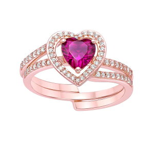 Gemminded ���f�B�[�X �A�N�Z�T���[ �����O Gemminded 2 Micron 18k Rose Gold Plated Sterling Silver Lab-Created Ruby & Lab-Created White Sapphire Ring Rose Tone �z���C�g