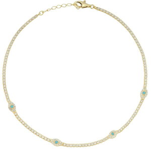 Sunkissed Sterling ���f�B�[�X �A�N�Z�T���[ �u���X���b�g�E�o���O���E�A���N���b�g �A���N�� Sunkissed Sterling Cubic Zirconia Evil Eye Tennis Anklet Gold Tone �S�[���h