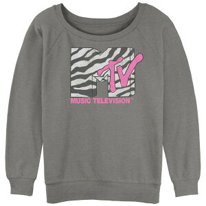 �A�j���L�����N�^�[ ���f�B�[�X �g�b�v�X T�V���c �p�C�� ���S �O���t�B�b�N Licensed Character Juniors' MTV Zebra Logo Slouchy Terry Graphic Tee Gray Heather �O���[