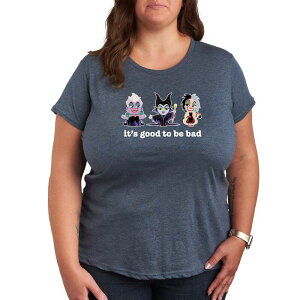 �f�B�Y�j�[ ���f�B�[�X �g�b�v�X T�V���c �v���X�T�C�Y �O���t�B�b�N Disney Villain Cruella Ursula & Maleficient Plusize It's Good To Be Bad Graphic Tee Heather Blue �w�U�[